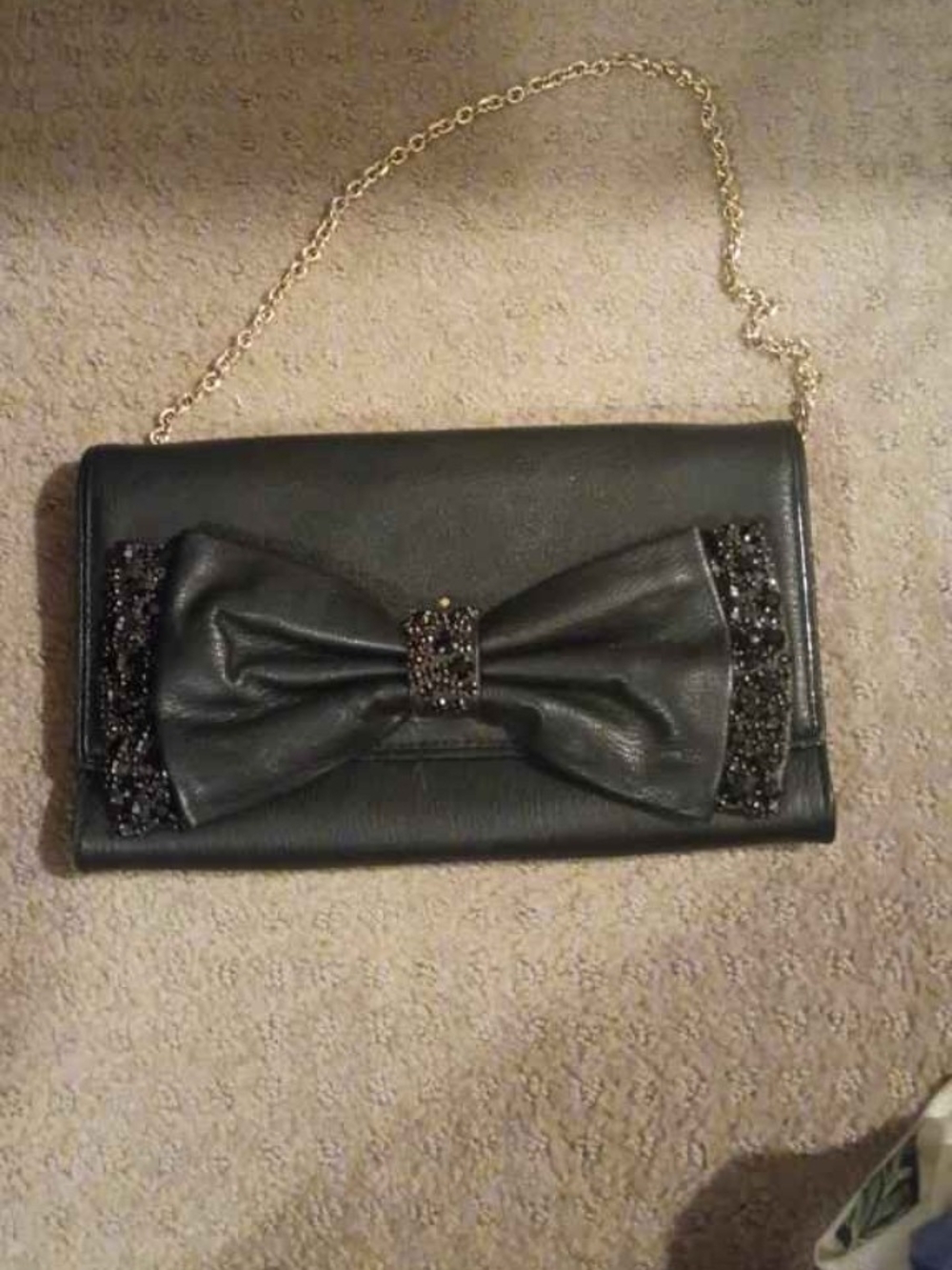 kate spade Black Bow Chain Clutch
